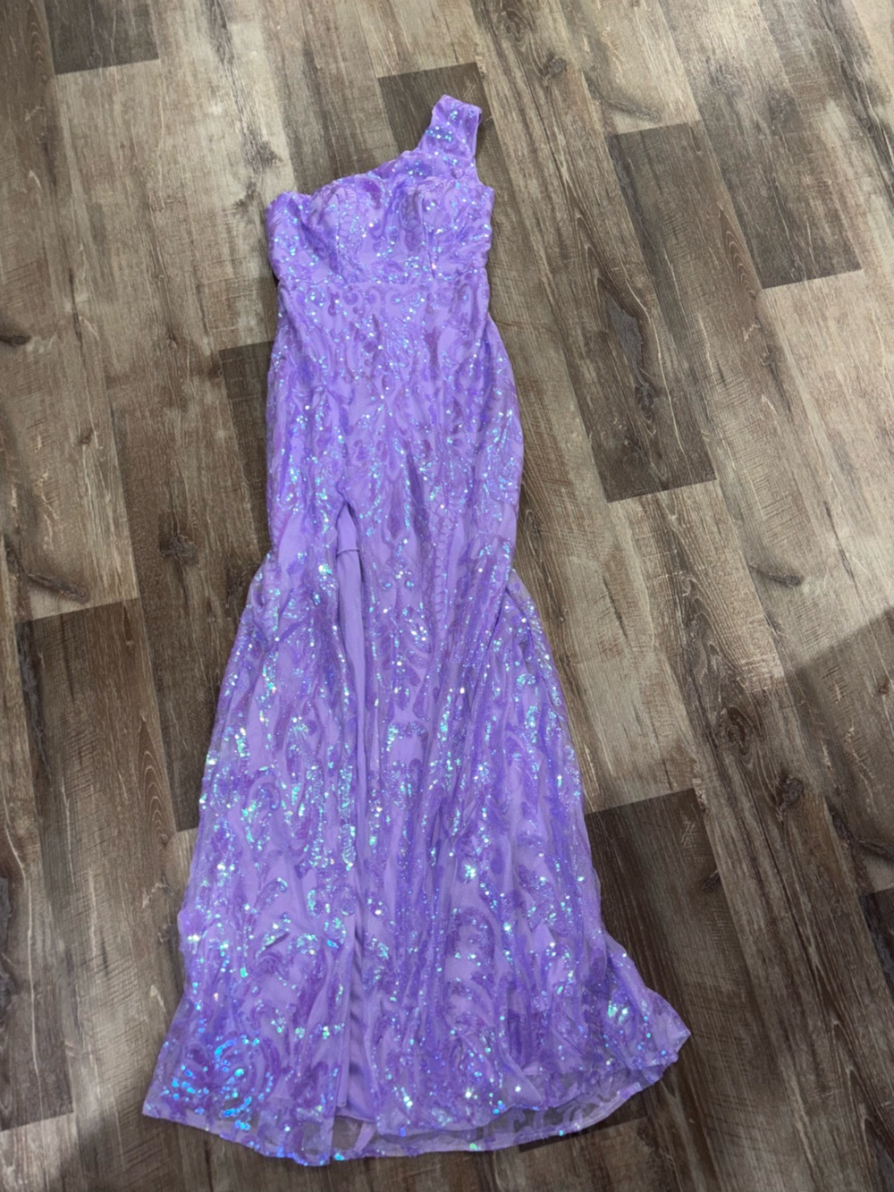 Lavender Sequin Evening Gown